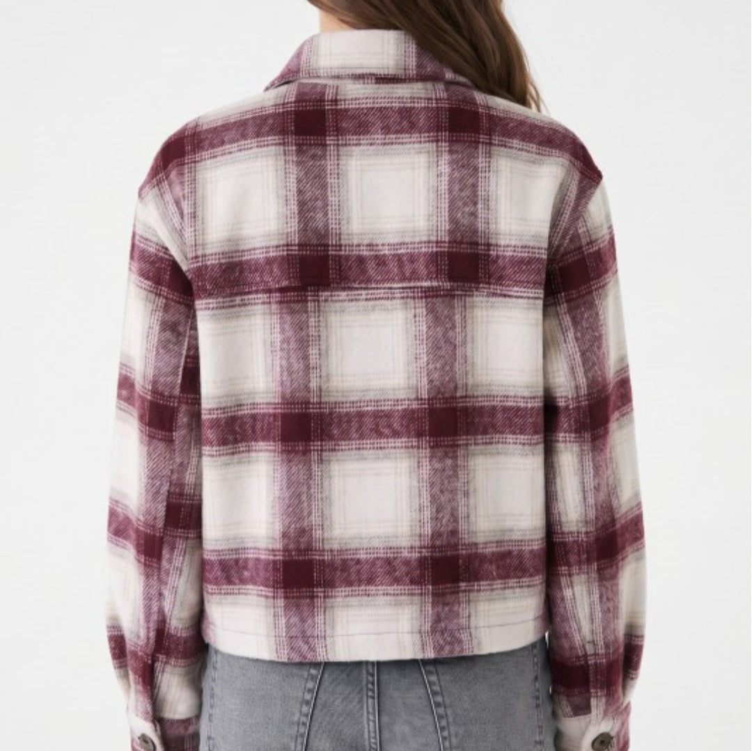 Elle Plaid Jacket (Burgundy)