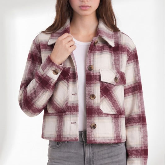 Elle Plaid Jacket (Burgundy)