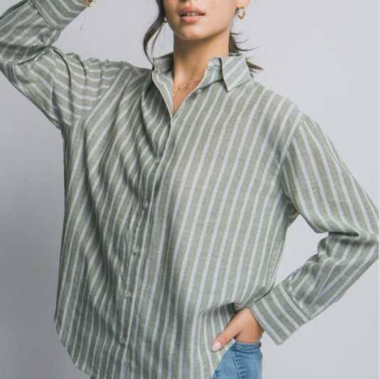 Ely Stripe Top (Green)