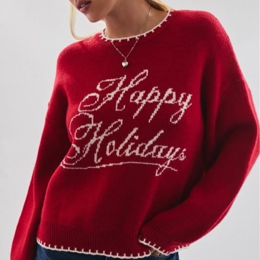 Happy Holidays Knit Sweater