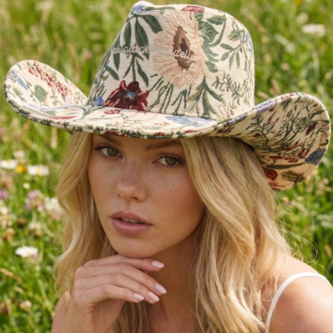 Floral Tapestry Cowboy Hat