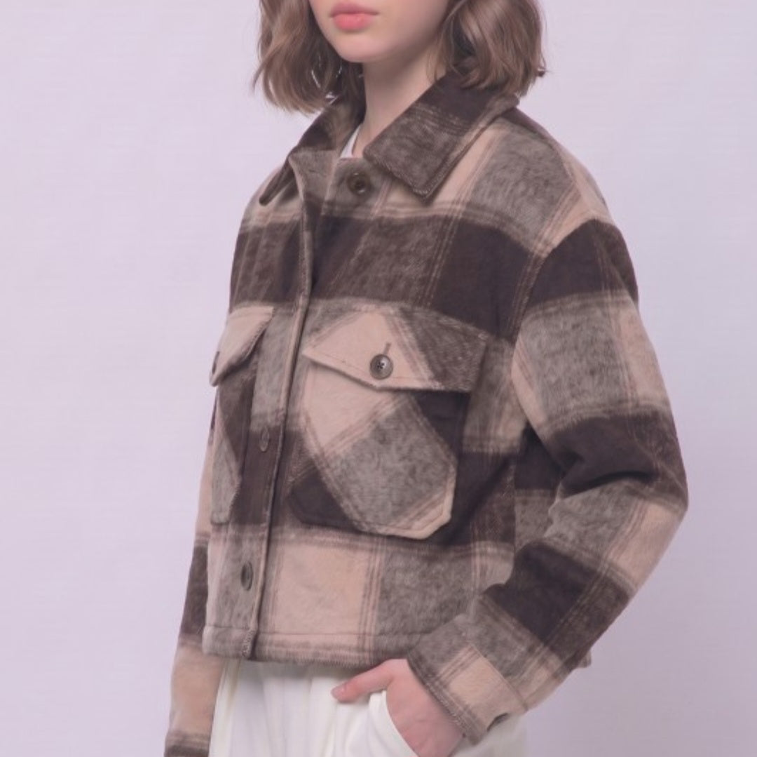 Elle Plaid Jacket (Brown)