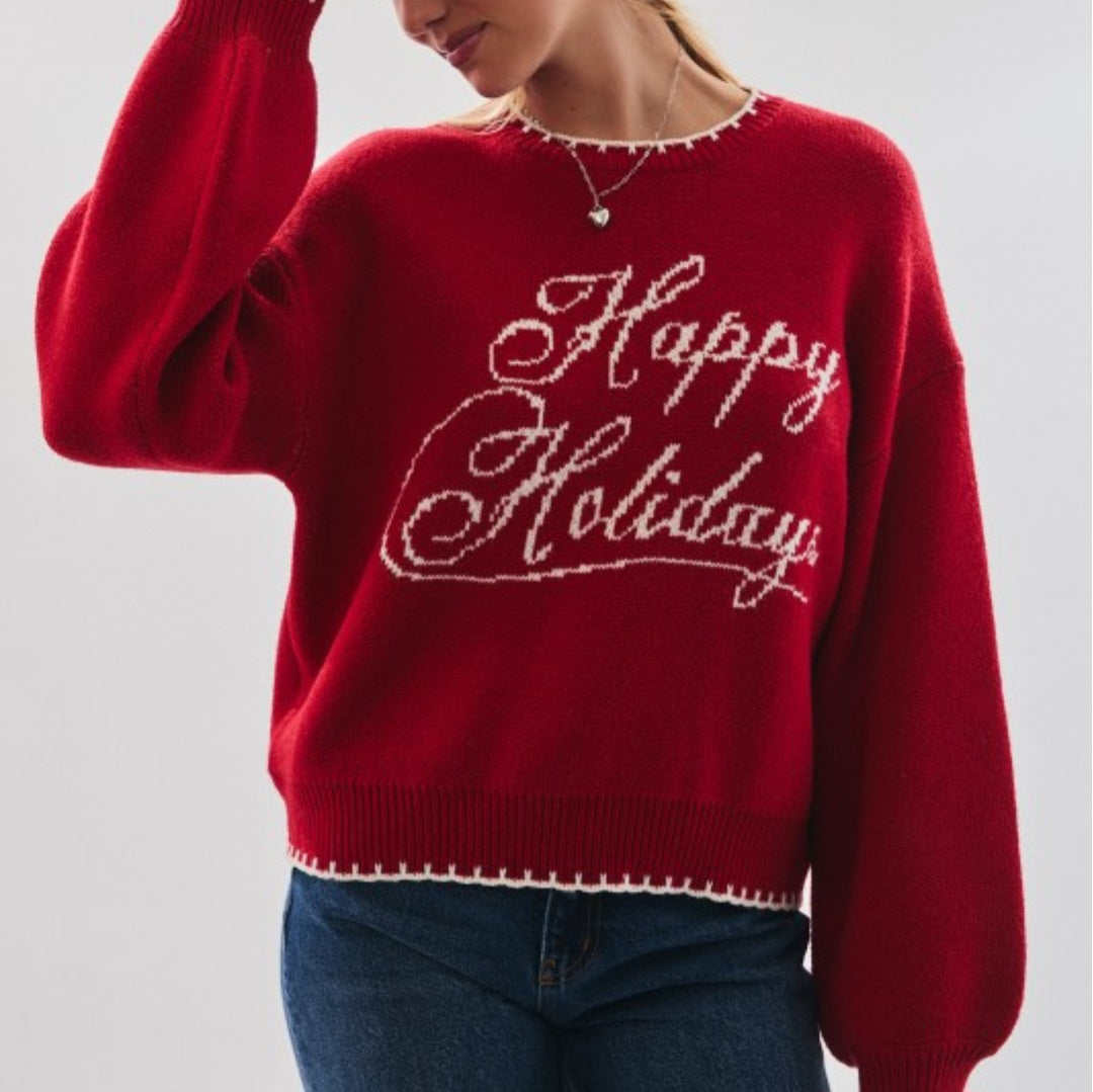 Happy Holidays Knit Sweater