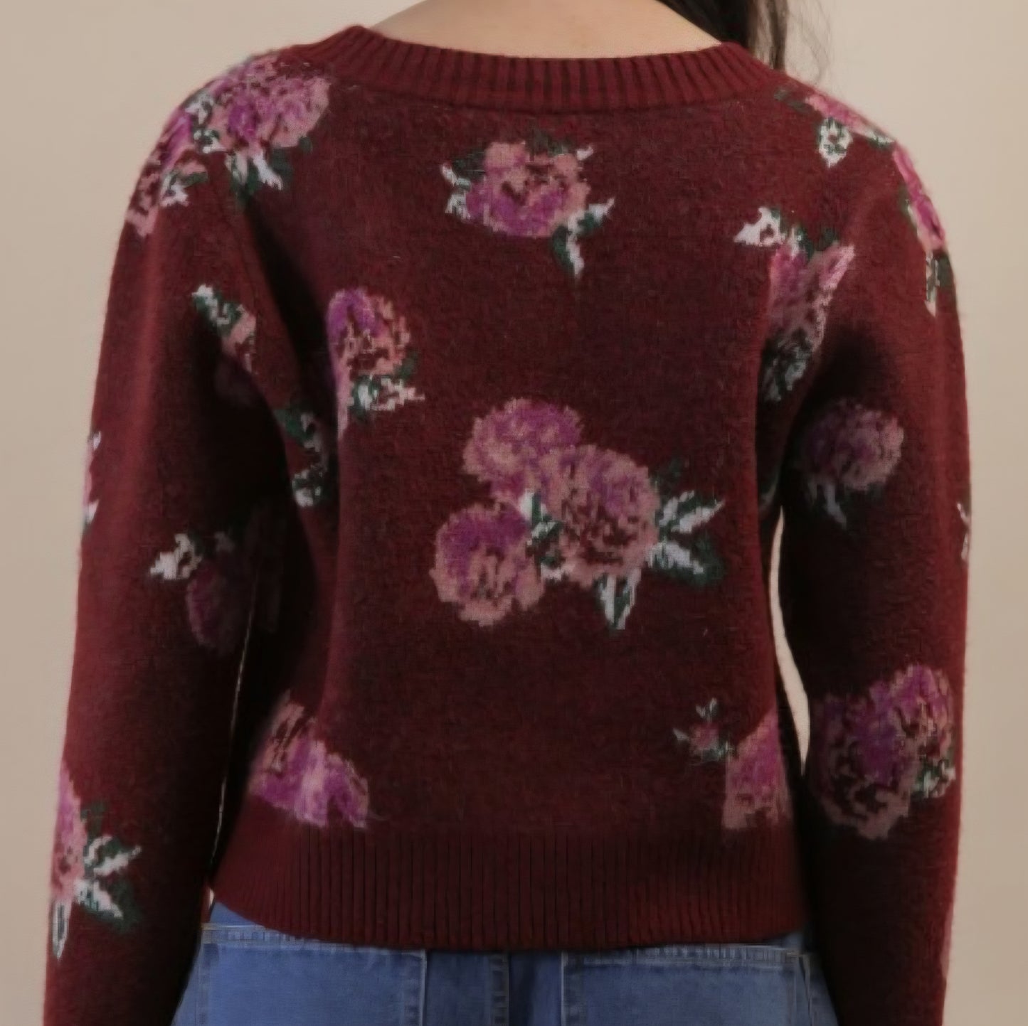 Floral Cardigan (Wine)