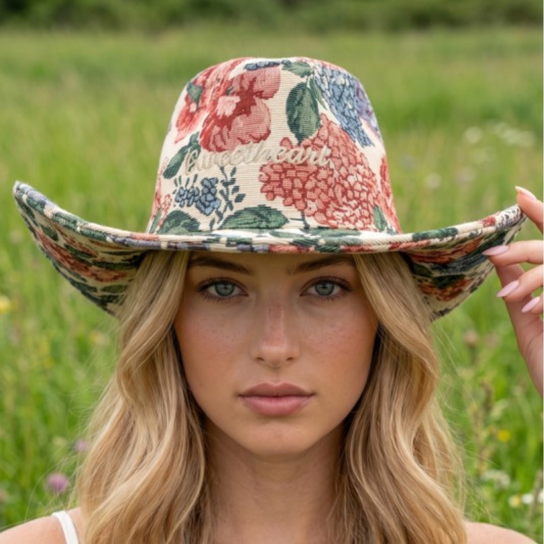 Floral Tapestry Cowboy Hat