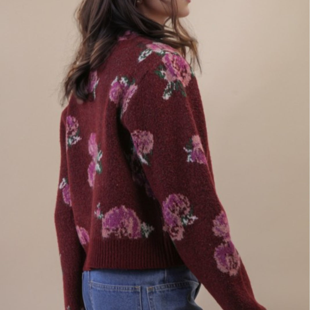 Floral Cardigan (Wine)