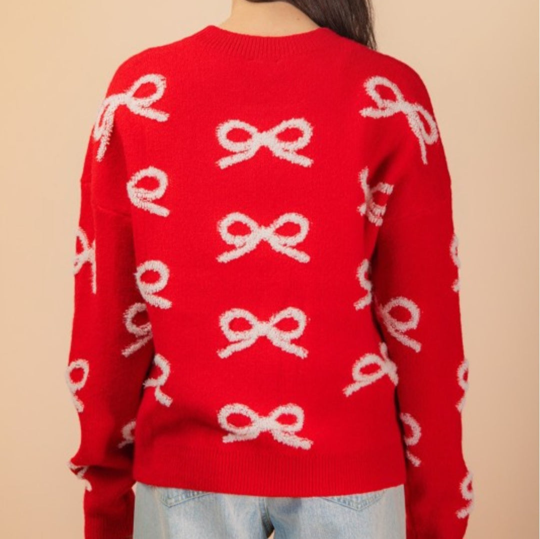 Red Bow Knit Sweater