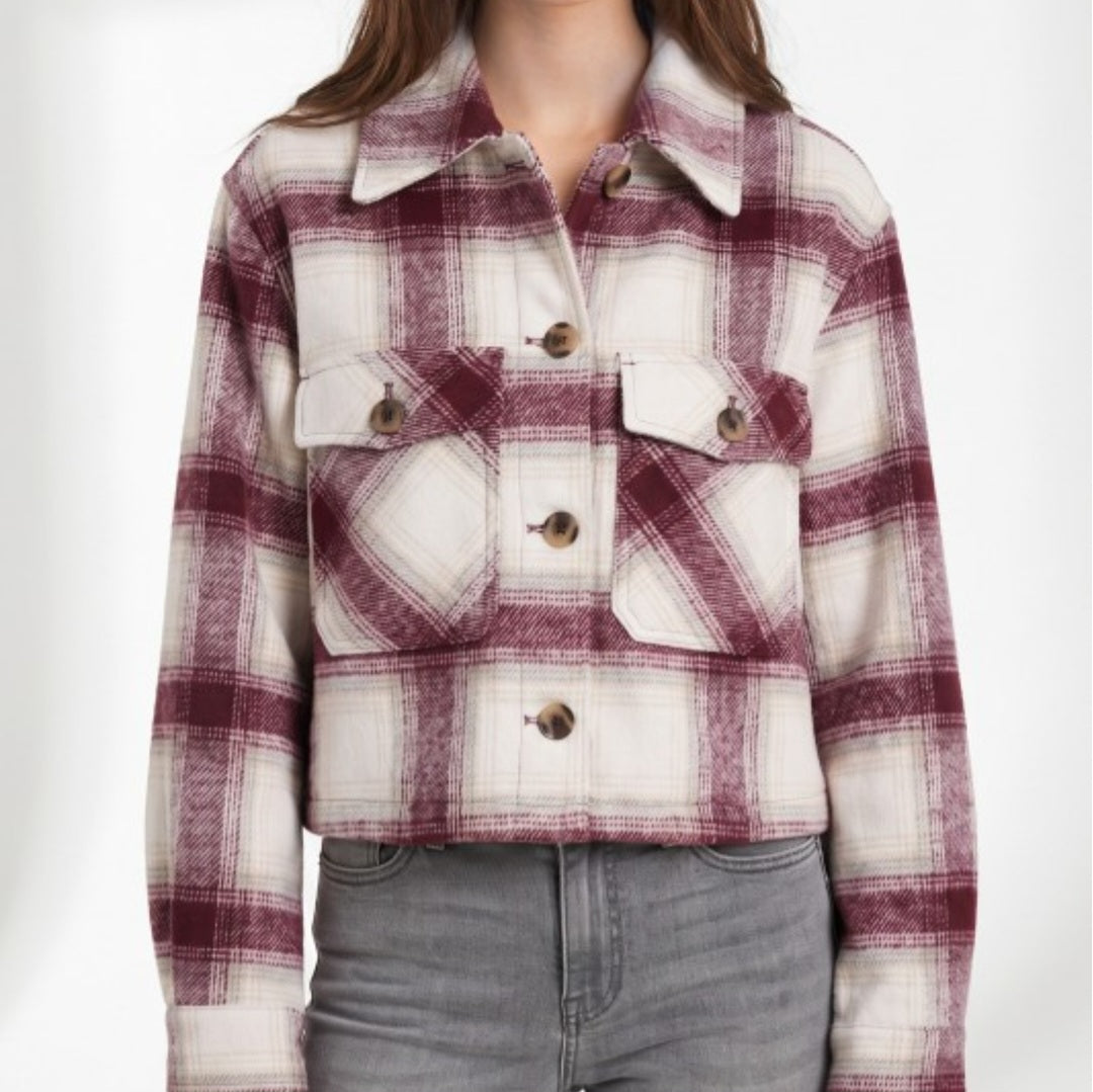 Elle Plaid Jacket (Burgundy)