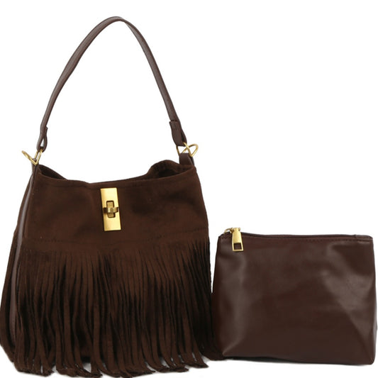 Fringe Bucket Purse Set