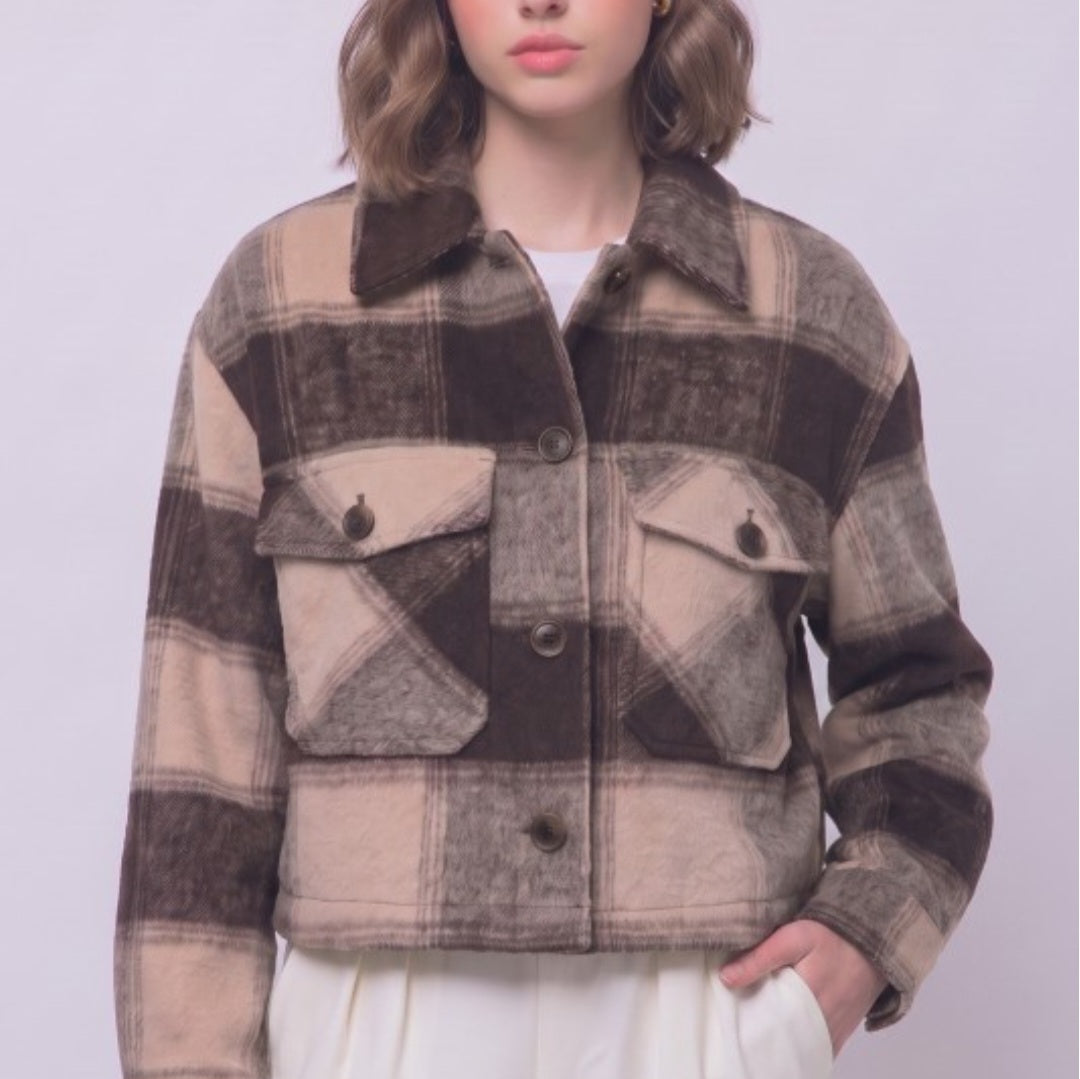 Elle Plaid Jacket (Brown)