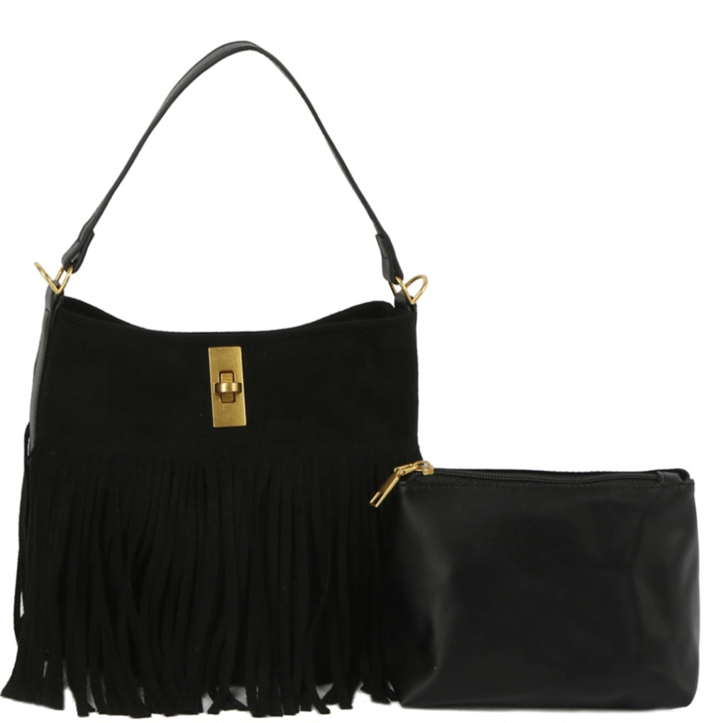Fringe Bucket Purse Set