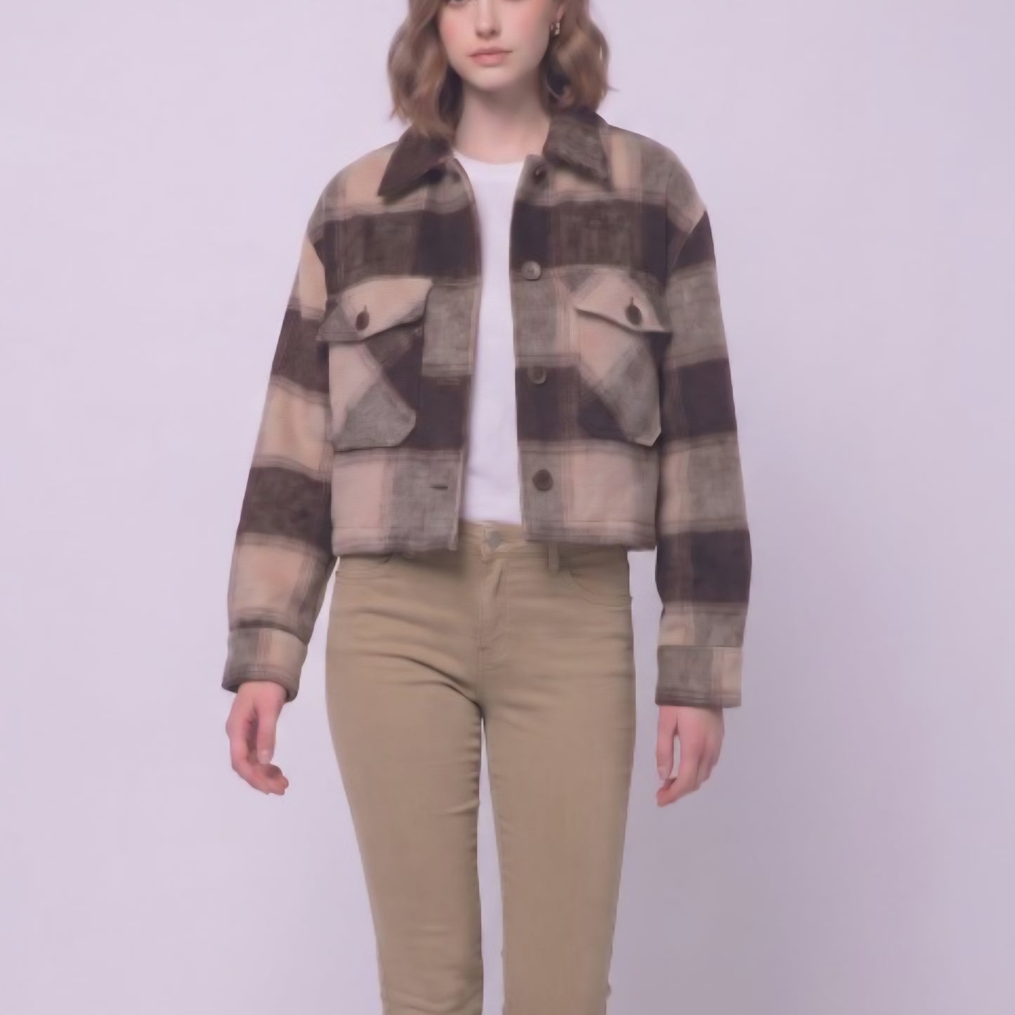 Elle Plaid Jacket (Brown)