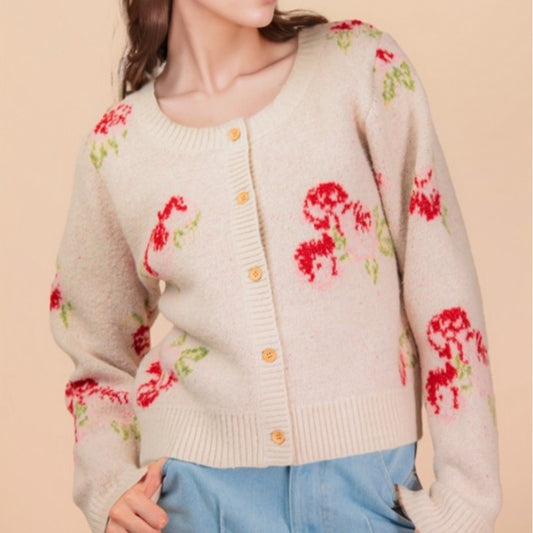 Floral Cardigan (Cream)